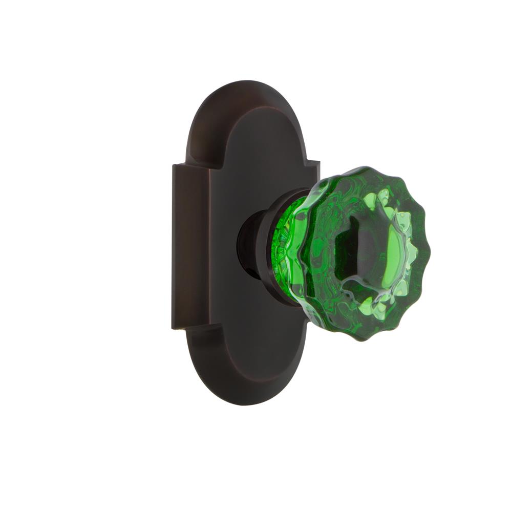Nostalgic Warehouse COTCRE Colored Crystal Cottage Plate Passage Crystal Emerald Glass Door Knob in Timeless Bronze